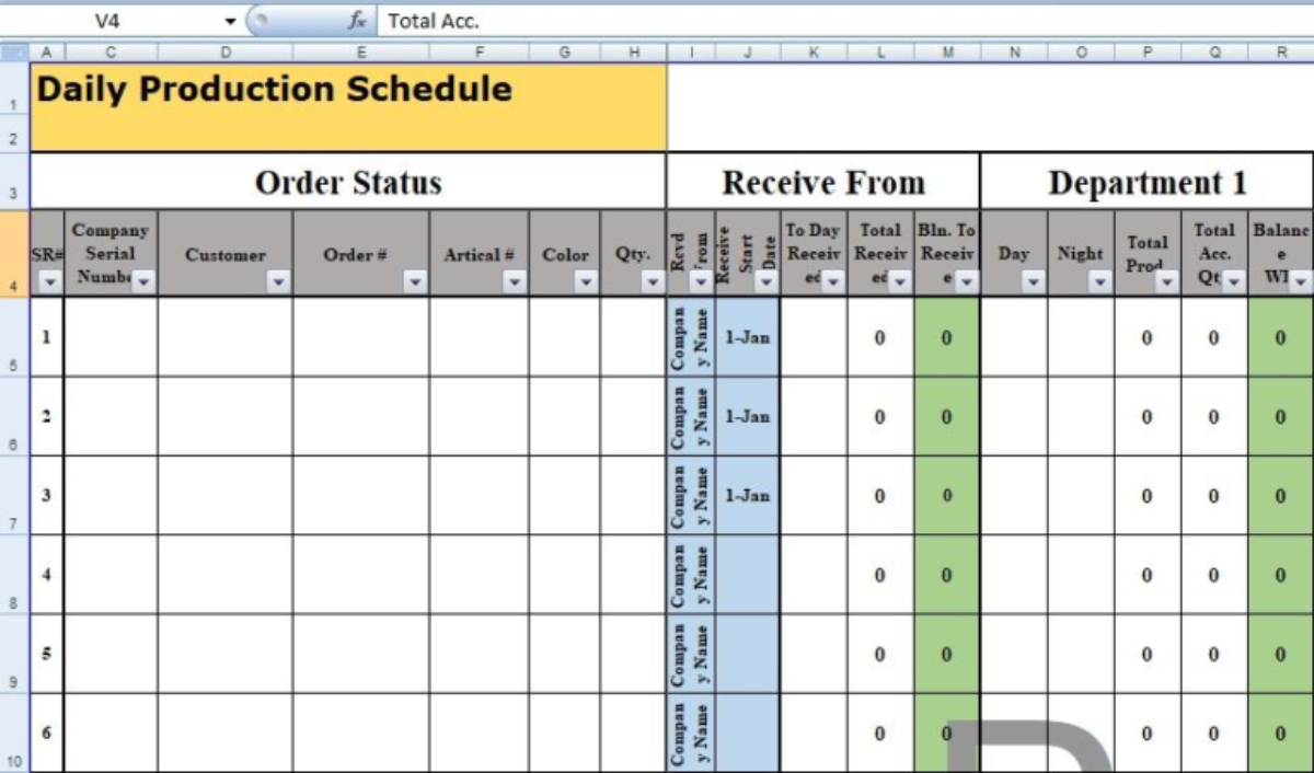 Production Schedule Template Excel Free Download